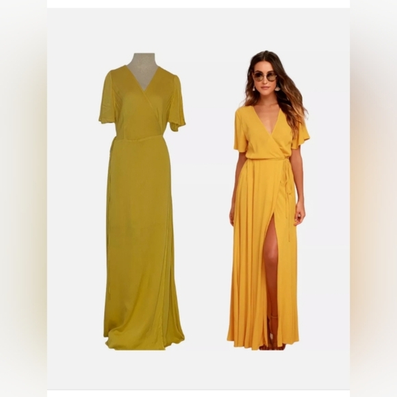 Lulu's Yellow Flutter Sleeve Maxi Gown - Picture 3 of 9